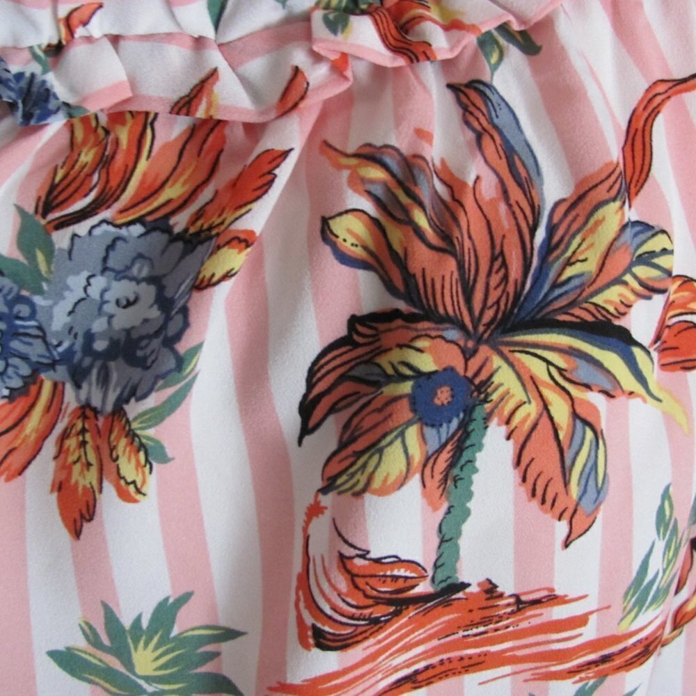ENTRO  LADIES PINK STRIPE/FLORAL OFF THE SHOULDER SUMMER SHIRT  BRAND NEW WITH T - Picture 4 of 8